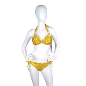 Molybell Leopard Print Bikini Two Piece Swimsuit Yellow Large